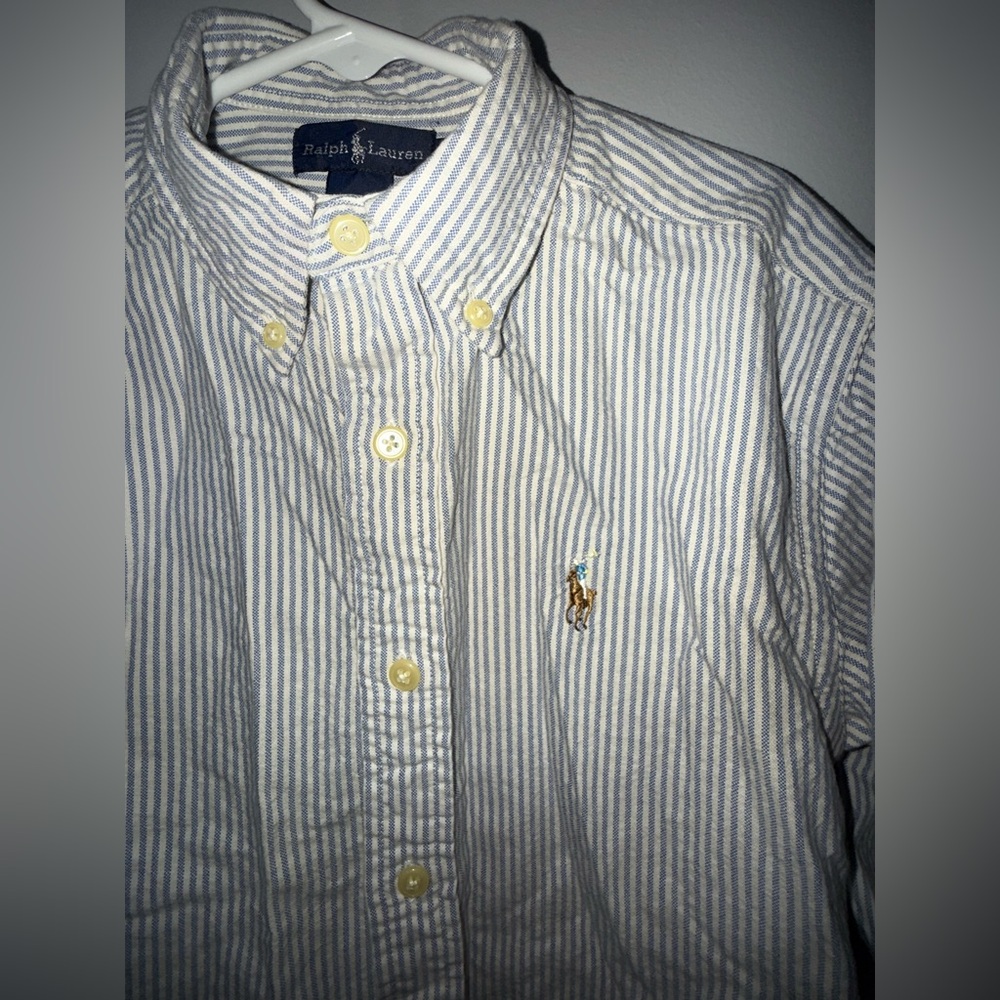 Polo Ralph Lauren Striped‎ Cotton Oxford Shirt Boys Sz 10 U